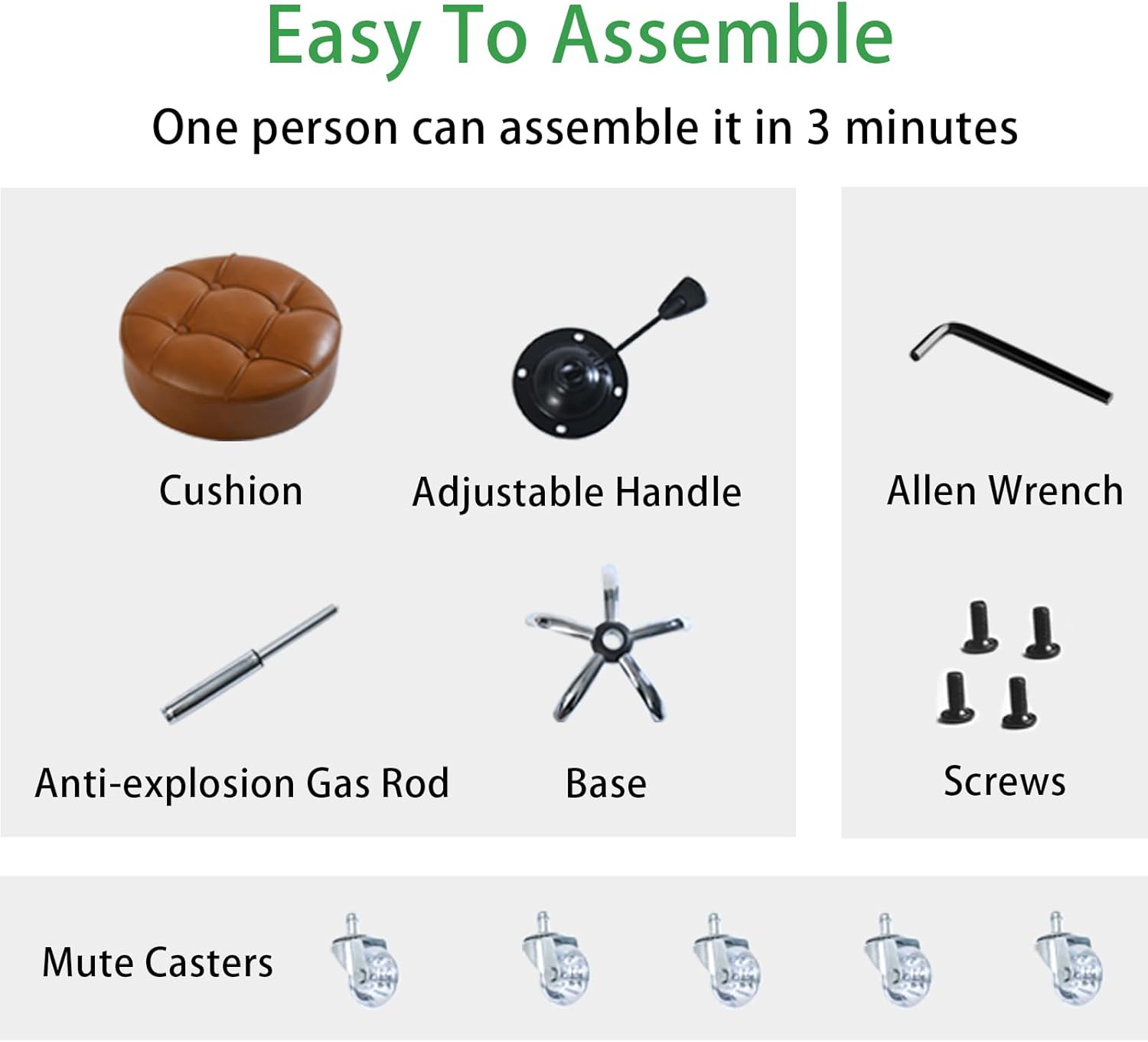 ACEQLYT® Round Rolling Stool with Wheels, Heavy Duty 400lb, Height Adjustable Swivel Drafting Stool for Shop, Salon, Home, Office, Tatoo, Medical, Massage (Brown)